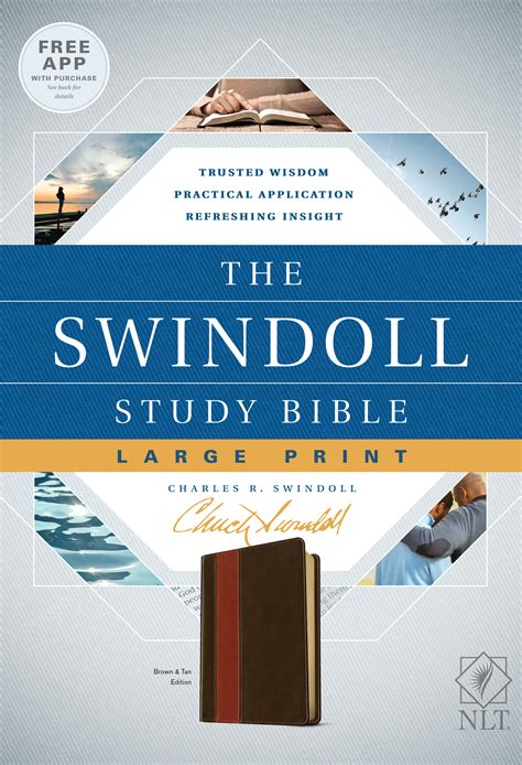 The NLT Swindoll Study Bible, Large Print, Brown