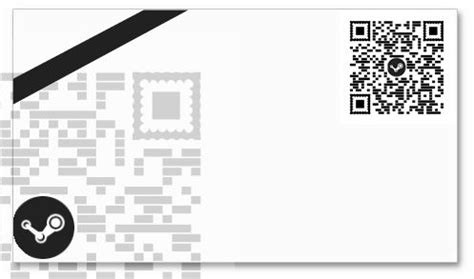 a white envelope with a qr code on it and a black circle in the middle