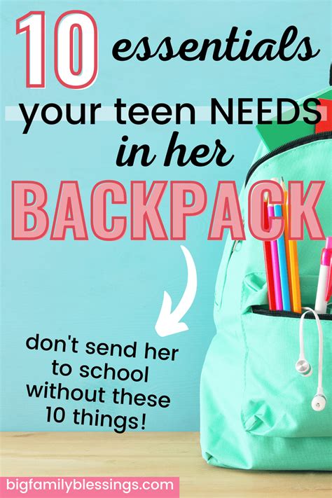 12 Backpack Essentials for Teen Girls - Big Family Blessings