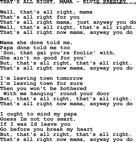 That's All Right, Mama-Elvis Presley-.txt, by Elvis Presley - lyrics and chords