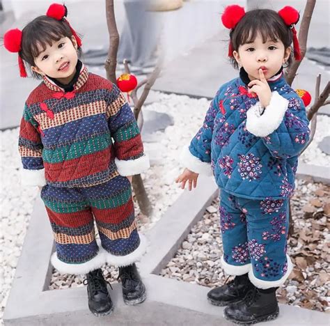 Warm Kids Girls Chinese New Year Traditional Costumes 2pcs/set China New Year Clothing Set ...