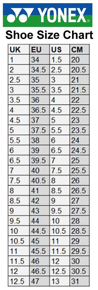 Yonex Shoe Size Chart Shoe Size International Conversion Chart | Images and Photos finder