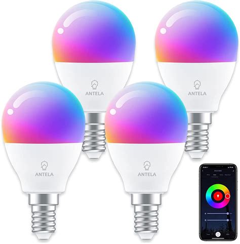 ANTELA Alexa Light Bulb G45 E14 4.5W LED Bulb Smart WiFi Bulb RGB Cool ...