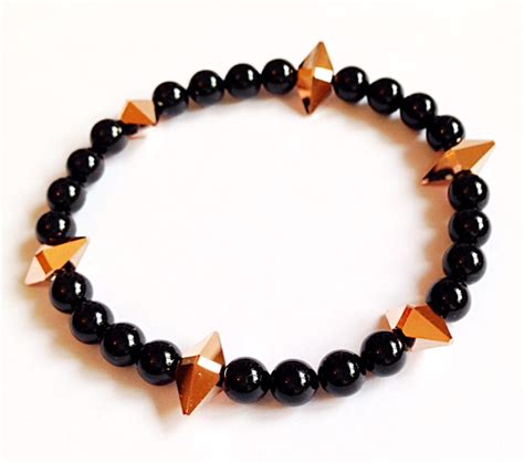 Swarovski Rose Gold Spike & Black Pearl Bracelet