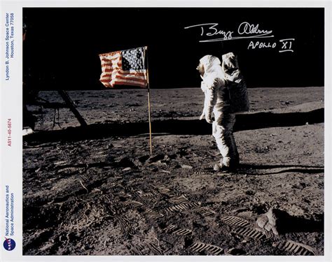 Buzz Aldrin signed 8x10 Apollo 11 Flag Photo