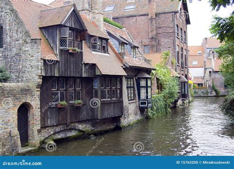 Canal in Bruges stock photo. Image of belgium, rooftop - 15763200