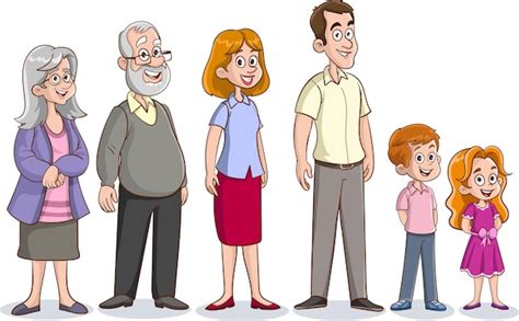 Premium Vector | Cartoon Characters In Different Ages.extended family.Illustration of a large ...