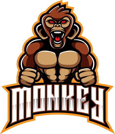 Angry monkey face mascot logo design By Visink | TheHungryJPEG