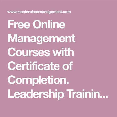 Free Online Management Courses with Certificate of Completion ...