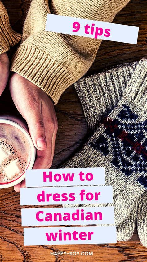 two people holding coffee cups with the words how to dress for canadian ...