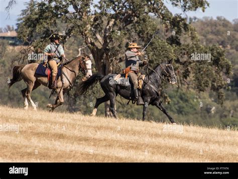 Civil War era cavalry at a reenactment in Anderson, California Stock ...