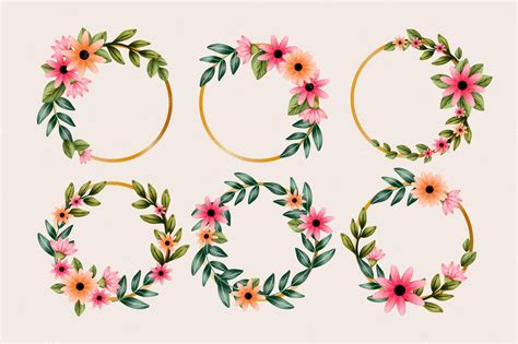 Free Vector | Hand painted watercolor floral wreaths collection