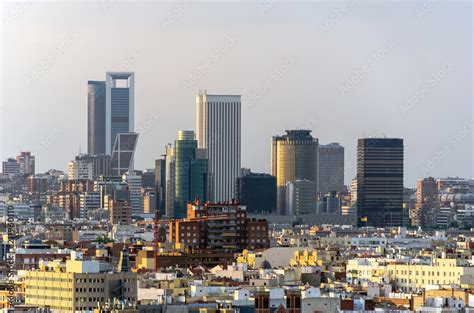 Madrid skyline and skyscrapers in business and financial district Stock-foto | Adobe Stock