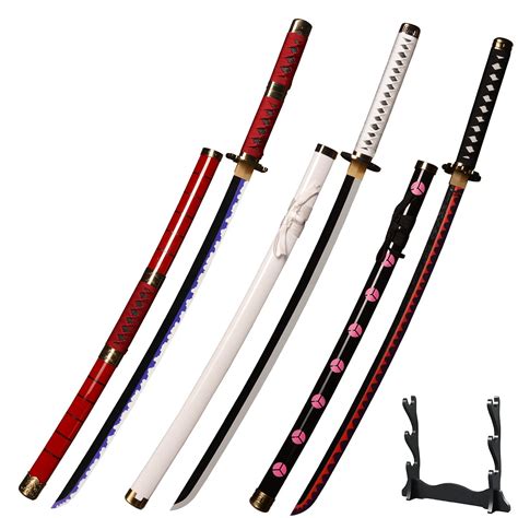 Buy 4pc Set Roronoa Zoro Swords With Display Stand,Kitetsu,Wado ...