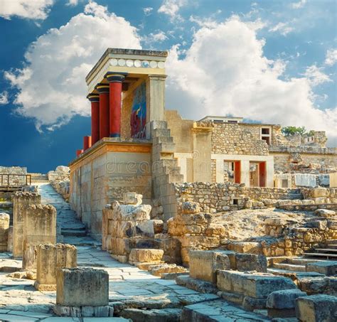 Knossos Palace at Crete. Knossos Palace Ruins. Heraklion, Crete, Greece ...