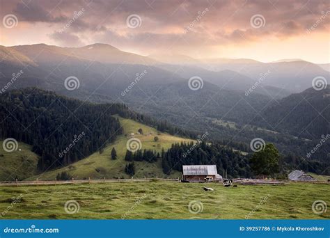 Carpathian Mountains Rural Landscape Stock Photo - Image of house, scenic: 39257786