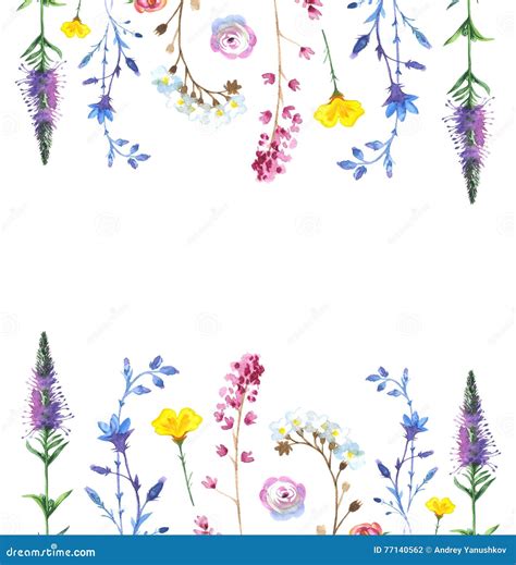 Painted Wildflower Flowers Background Pattern in a Watercolor Style. Stock Illustration ...