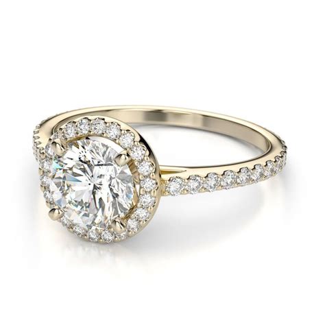 Pin on round halo engagement rings