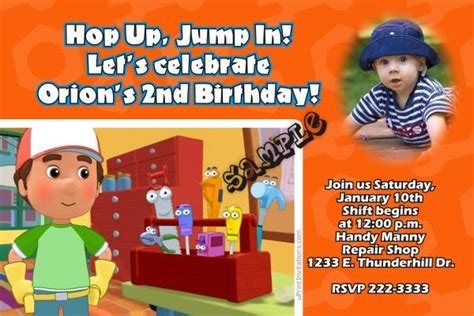 Handy Manny Birthday Invitations | Handy manny birthday, Boy birthday party invitations, Handy manny