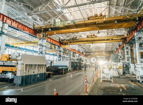 Interior of modern big industrial factory building inside Stock Photo ...