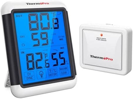 ThermoPro TP55 2 Pieces Digital Hygrometer Indoor Thermometer Humidity Gauge with Jumbo ...