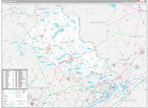 Bucks County, PA Zip Code Map - Premium