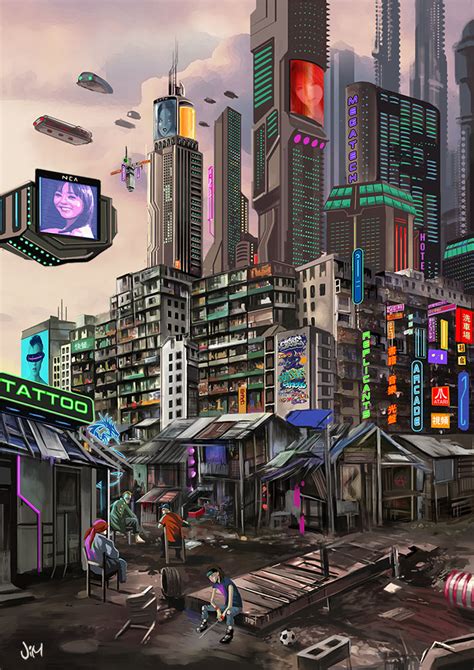 Cyberpunk concept art: Claypool City by jimjaz on DeviantArt