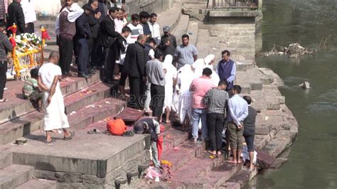 A Hindu Temple Along the Polluted Bagmati River in Nepal Stock Footage ...