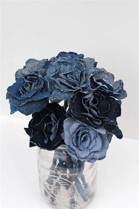 How To Make A Pretty Upcycled Denim Flowers Bouquet - Pillar Box Blue