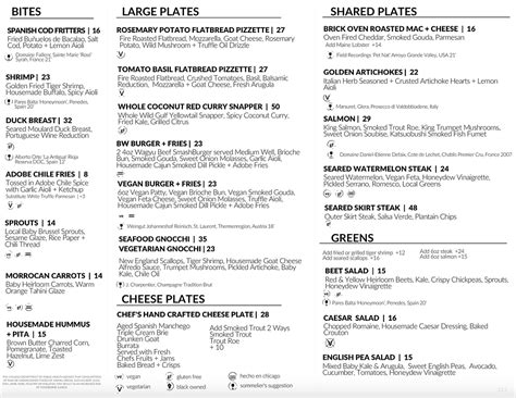 Menu | Bronzeville Winery