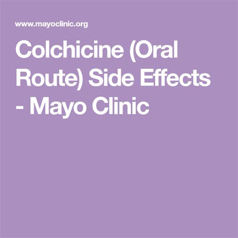 Colchicine (Oral Route) Side Effects - Mayo Clinic in 2023 | Side ...