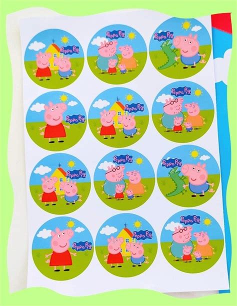 Stickers Peppa Pig Familia x12 - Celebra Party Store