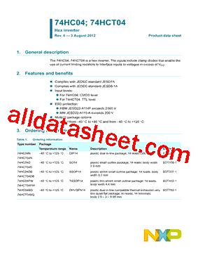 74HCT04 Datasheet(PDF) - NXP Semiconductors