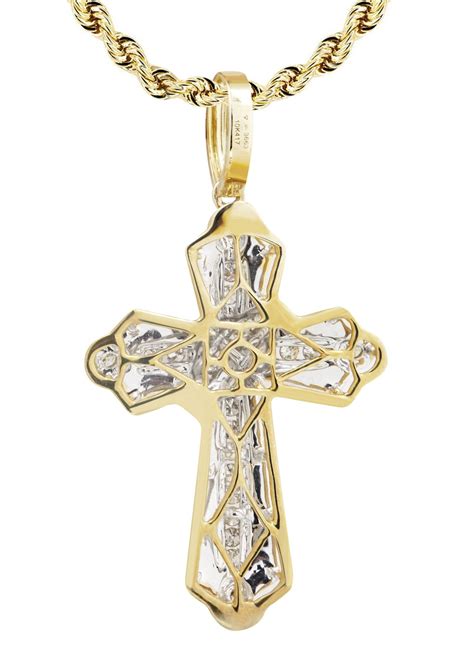 10K Yellow Gold Cross Pendant & Rope Chain | 0.57 Carats – FrostNYC