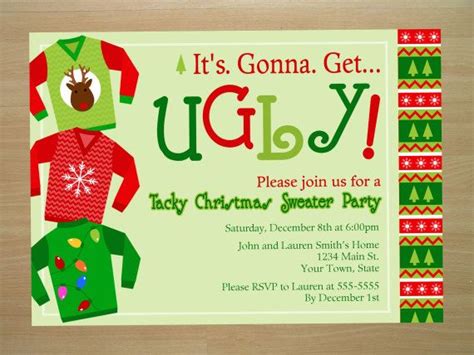 Ugly Christmas Sweater Party Invitation - Digital File (Printing Available) | Ugly Sweater Party ...