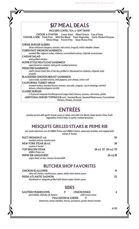 Online Menu of The Butcher Shop Steakhouse Restaurant, San Diego ...