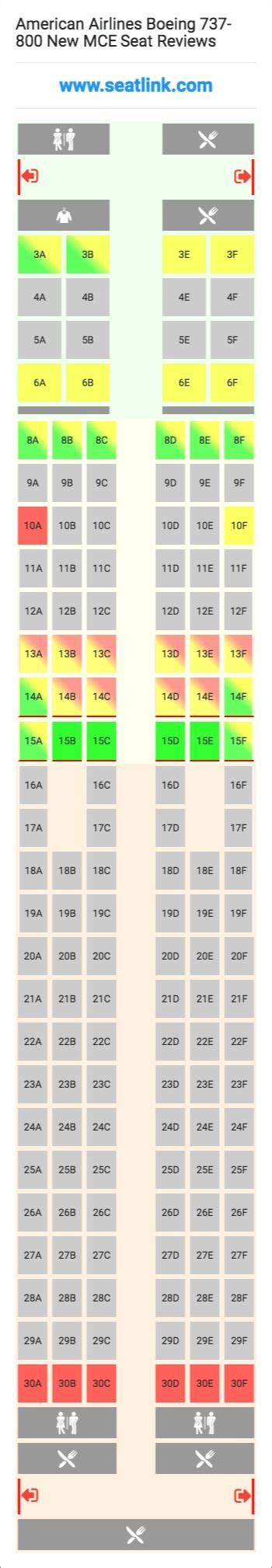 American Airlines Boeing 737-800 New MCE (738) Seat Map | Delta airlines, United airlines ...