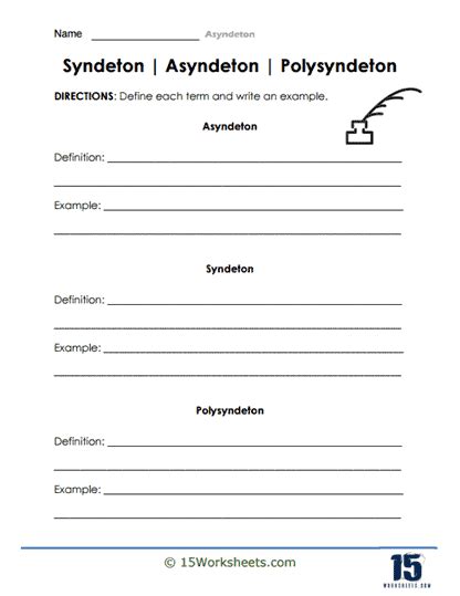 Asyndeton Worksheets - 15 Worksheets.com