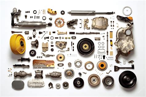 Premium AI Image | Disassembled car parts on white background