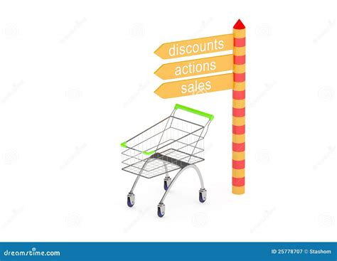 A Trolley with a Road Sign Isolated Stock Illustration - Illustration ...