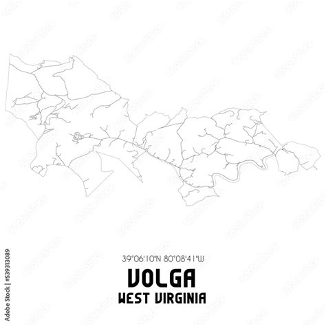 Volga West Virginia. US street map with black and white lines. Stock ...