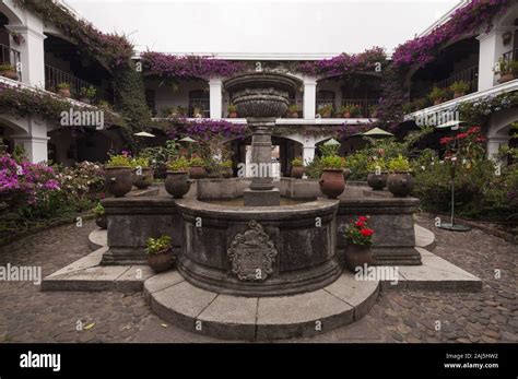 Guatemala, Chichicastenango, Hotel Santo Tomas, courtyard view Stock Photo - Alamy