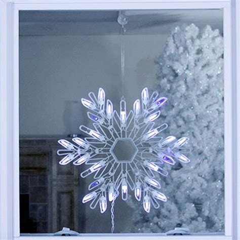 Northlight Hanging Snowflake Window Cling with White LED Lights at ...