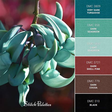 Green Succulent - Embroidery Color Palette (With Thread Codes)