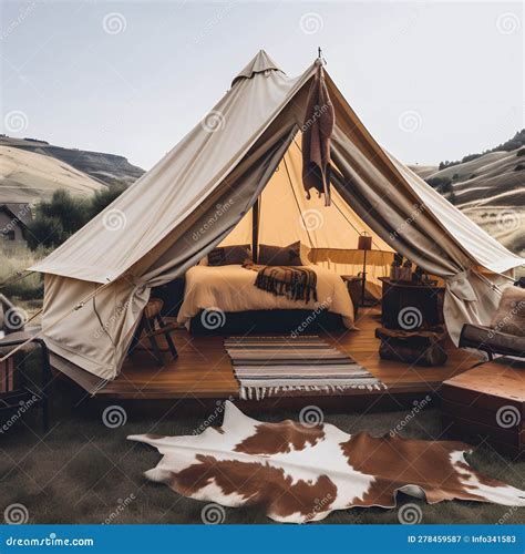 Glamping Luxury Tents Outdoor Relaxation High Contrast One Generative ...