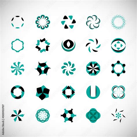 Abstract Circle Icon Set. Vector Isolated On Gray. Abstract Circle For ...