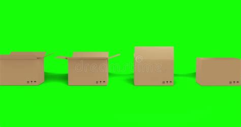 Seamless Row of Brown Cardboard Boxes with Lids Closing on Green Background Stock Video - Video ...