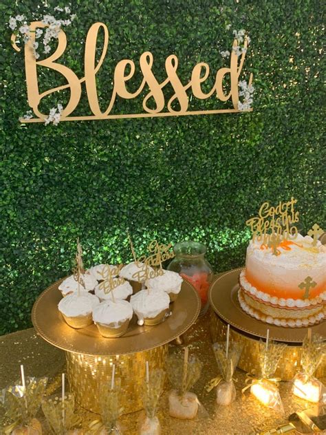 JeVenis 25 PCS Glittery Gold Bless this Child Cake Topper Baptism Cupcake Toppers Cross Cupcake ...