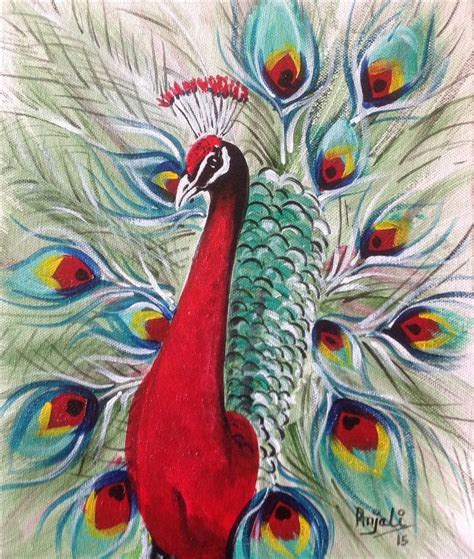 The Red peacock by AnjaliMittal | Peacock painting, Colorful animal paintings, Peacock art