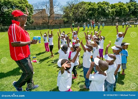 Diverse African Primary School Children Doing Physical Exercise PT Lesson Editorial Stock Photo ...